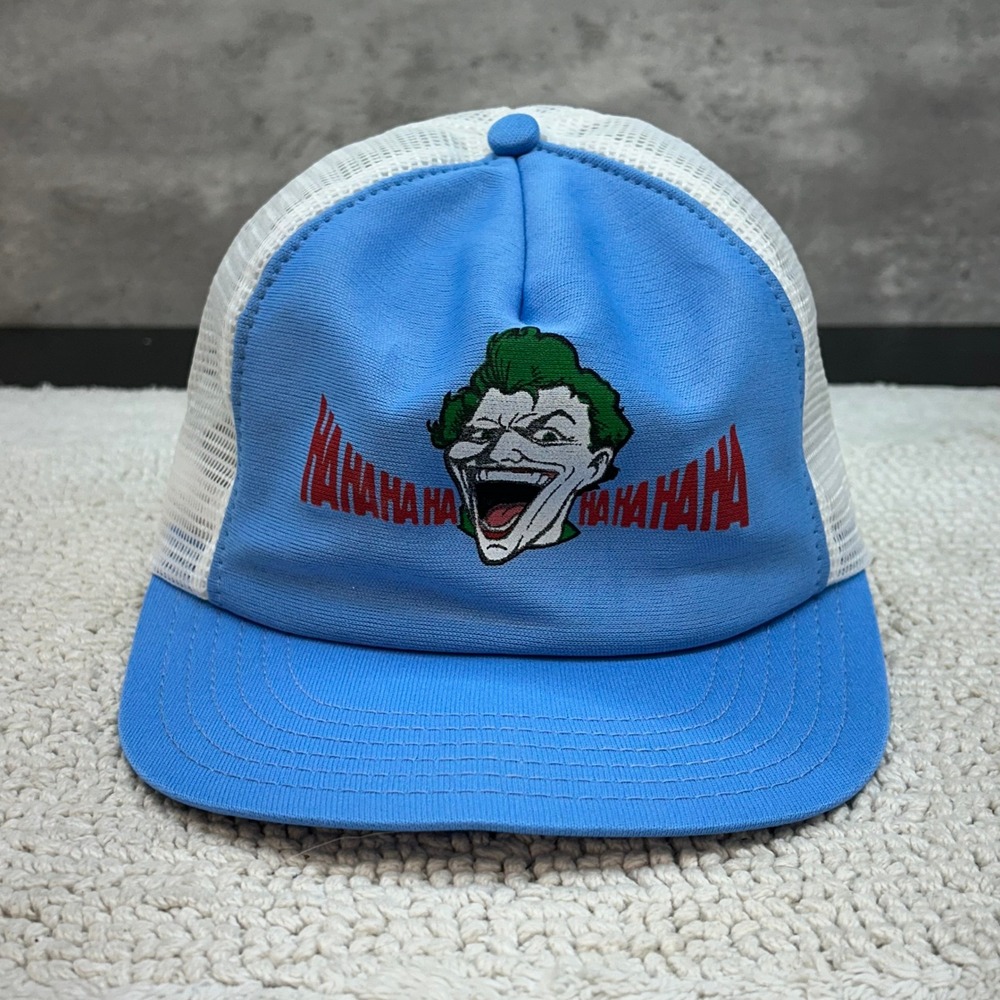 90s Vintage Joker Mesh Snapback Trucker Hat OSFA Batman Graphic Cap Made in USA
